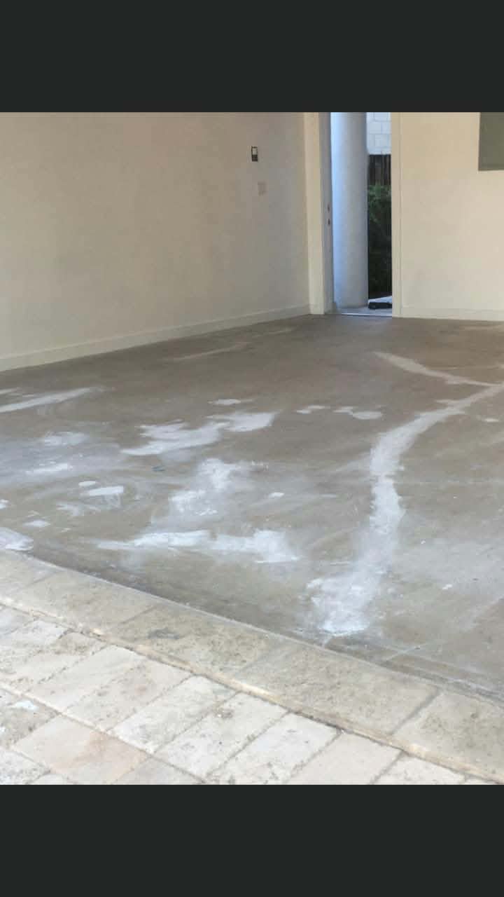 Garage floor prepped ahead of a protective coating. — garage floor prep, floor coating prep, concrete floor cleaning
